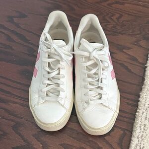 Veja Women’s White and Pink Sneakers